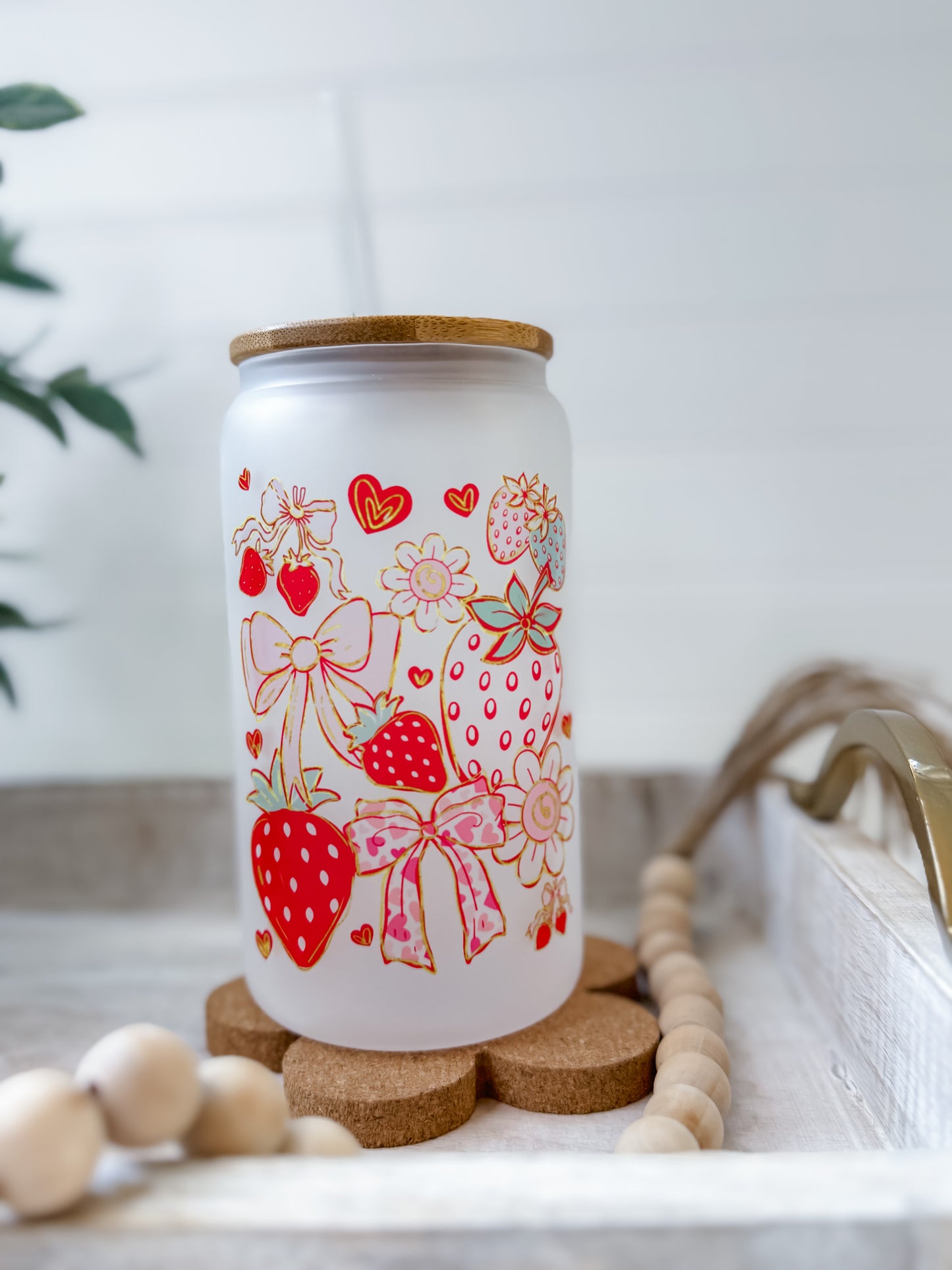 Strawberry Summer Glass Cup