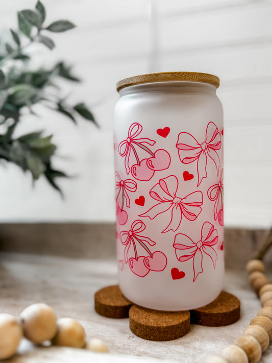 Cherry Coquette Frosted Glass Cup