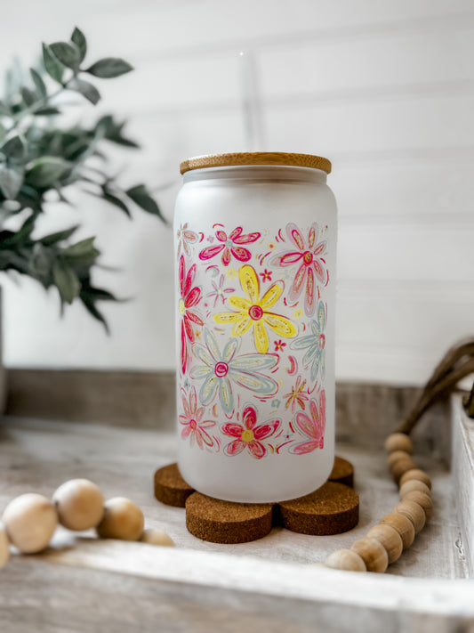 Floral Glass Cup