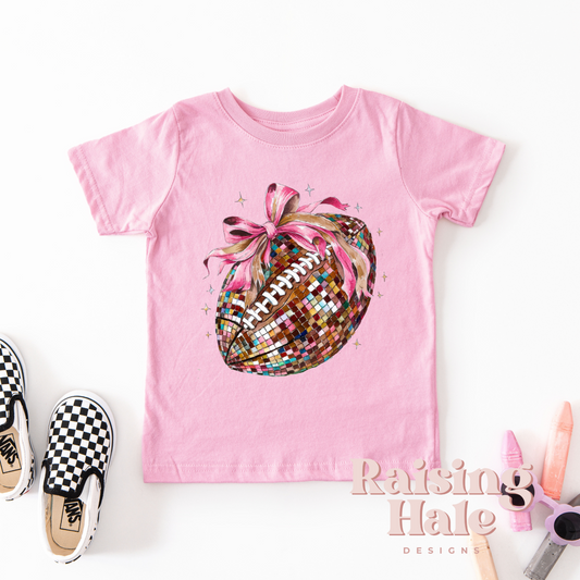 Youth Pink Disco Football Tee
